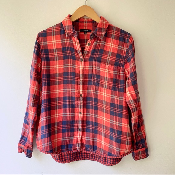 Madewell Tops - MADEWELL Cozy Heavy Flannel Shirt In Amber Plaid S